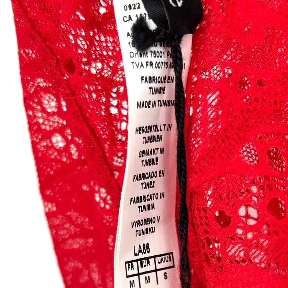 NWT Aubade Flowermania Lace Bodysuit Racerback Sheer Red Stretch Cheeky Size S - Picture 4 of 15